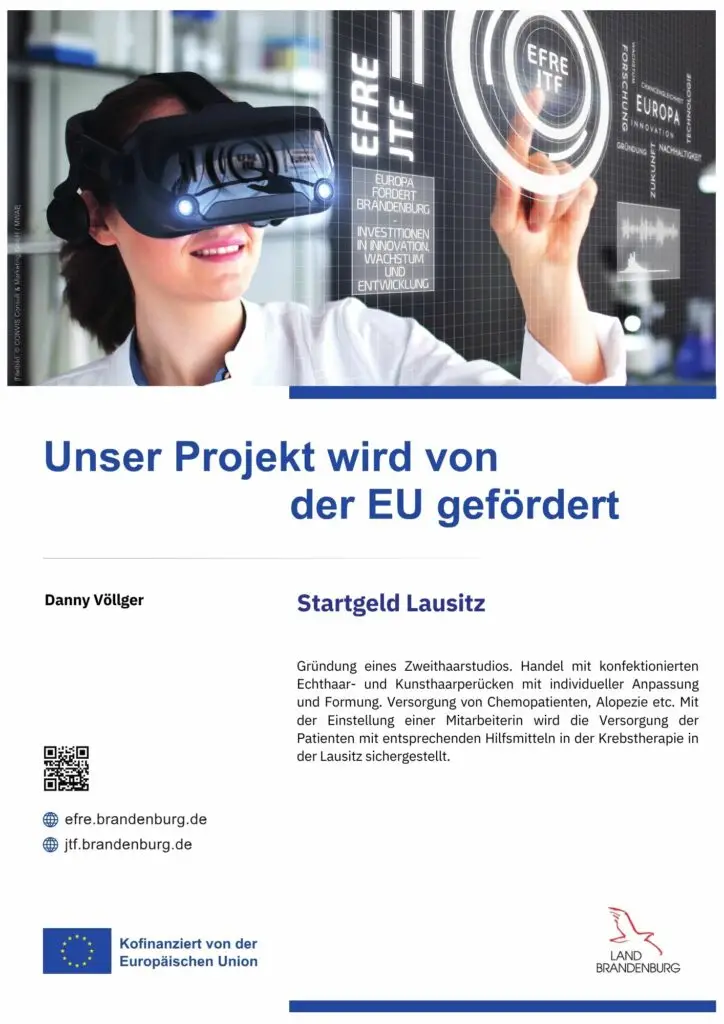 Plakat des EFRE- und JTF-Förderprogramms mit Logos der Europäischen Union, Darstellung von Fördermaßnahmen und Textinformationen